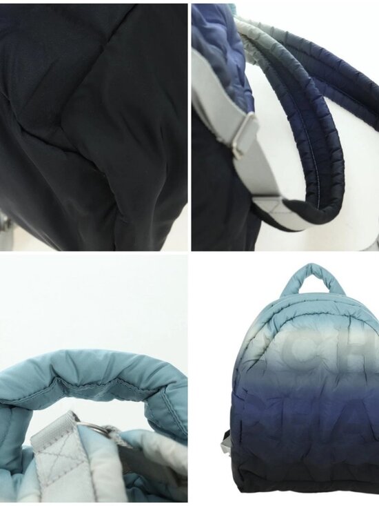CHANEL Doudone Backpack Nylon Blue Silver CC Auth mr2366SAM main image 13
